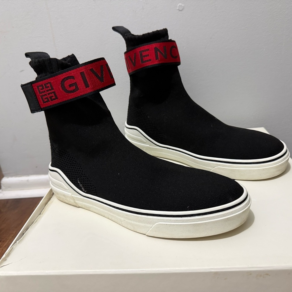 Givenchy Black and Red High-Top Sneakers